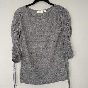 Maeve Anthropologie Silver Gray Drawstring Sleeve Top